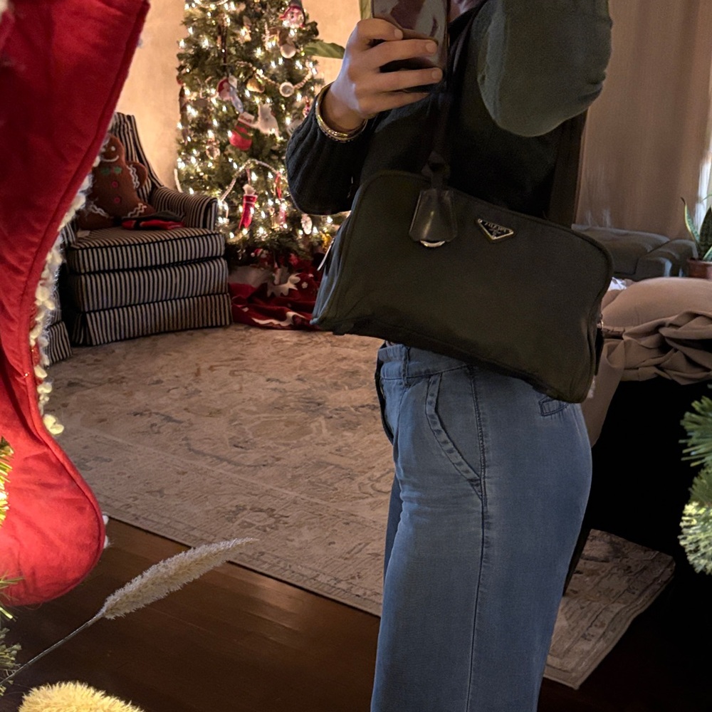 Prada Black Nylon Handbag with Brown Straps - Picture 10 of 11